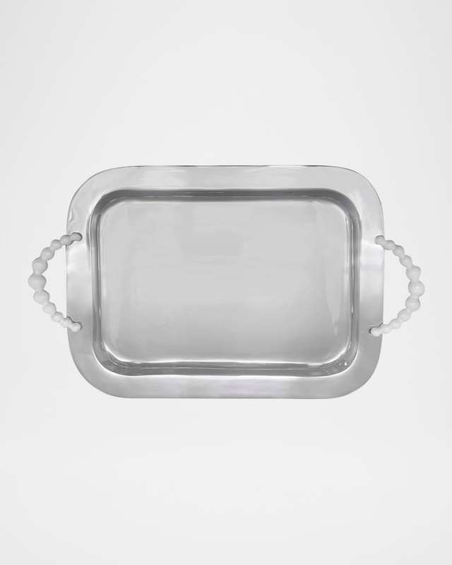 Pearled Rectangular Handled Service Tray